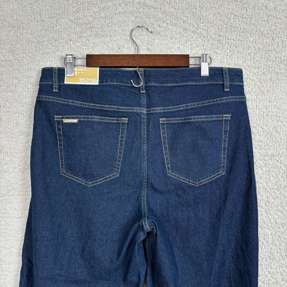 Michael Kors Jeans Womens 14 Blue Selma Crop Wide Leg High Rise Zip‎ Fly Denim - Picture 5 of 14